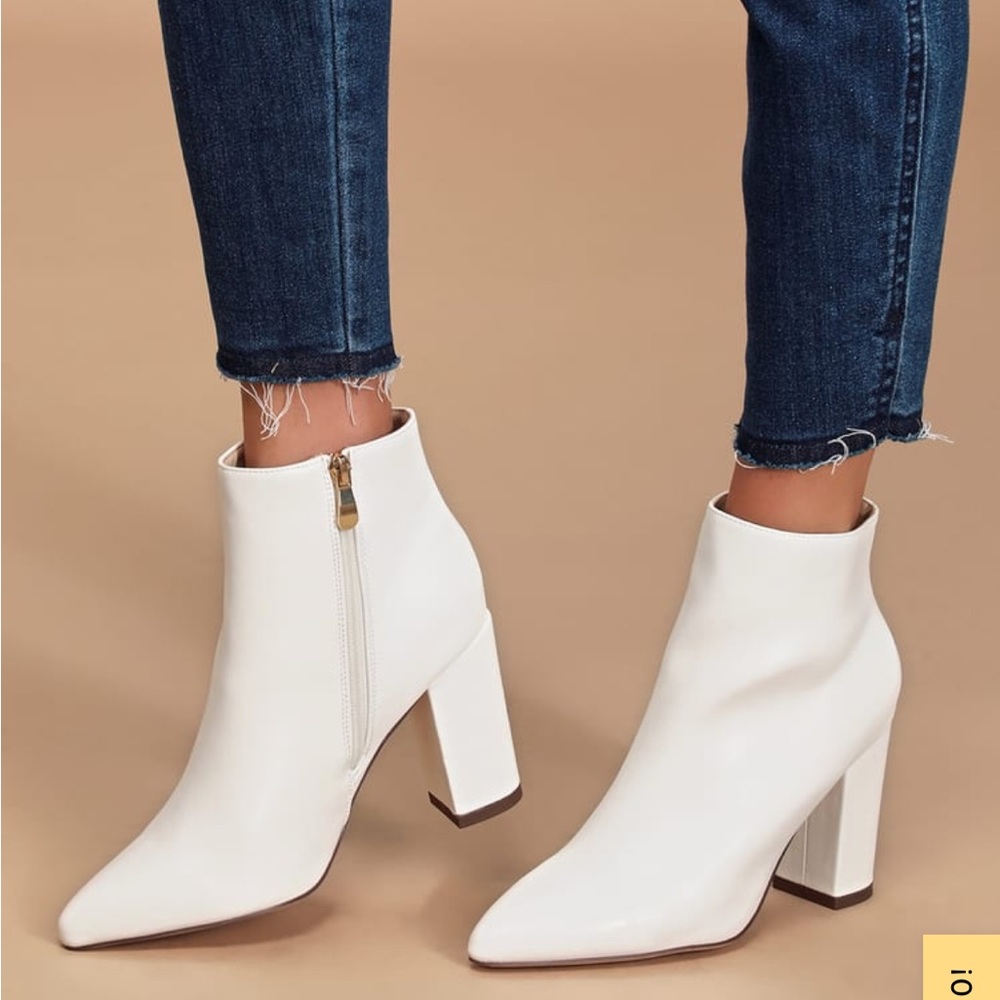 Lulu’s Ottava White High Heel Booties